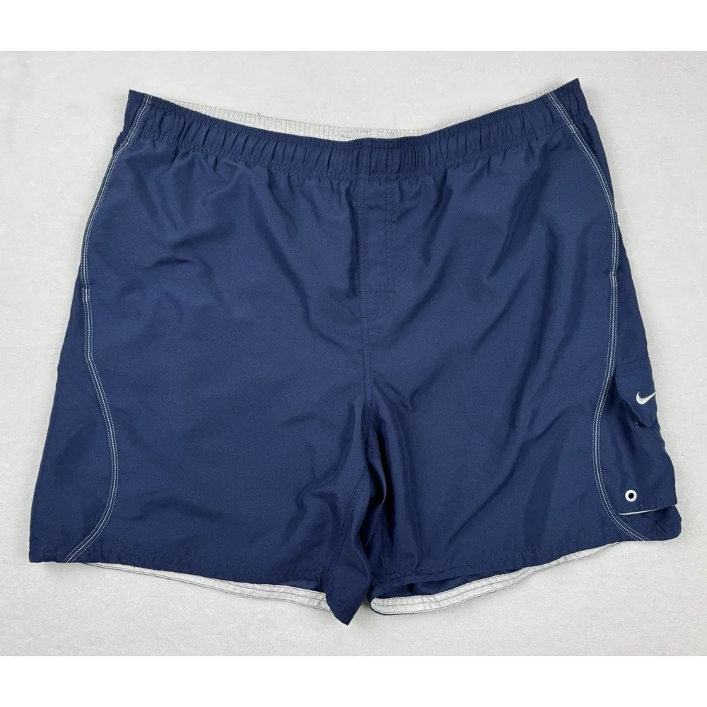 Nike‎ Swim Trunks Blue XL Mesh Lined Cargo Pocket Mens Shorts